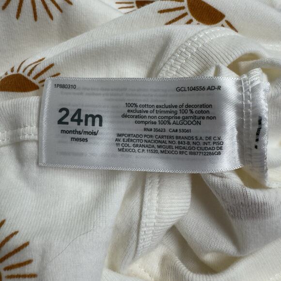 Carter's Long Sleeve Bodysuit Infant Size 24 Months White, Sun - Picture 3 of 5